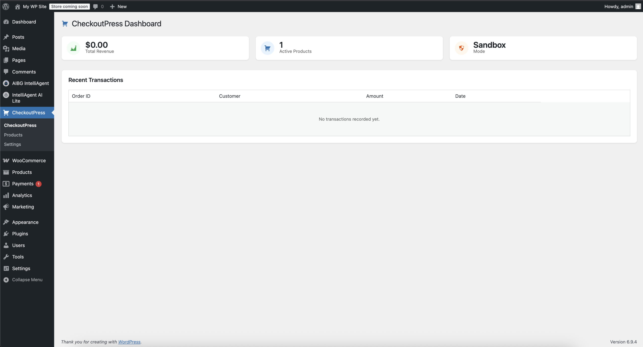 CheckoutPress Dashboard